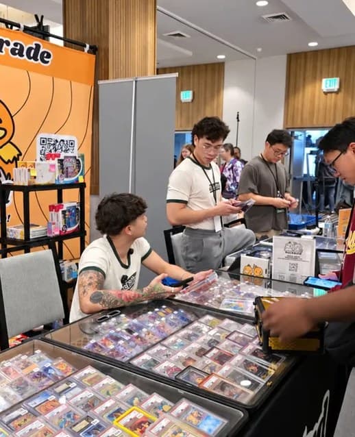 A busy vendor booth on the TCG mega weekend floor